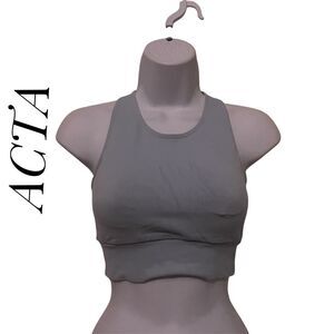 ACTA Wear Small Sports Bra Blue Open Back High Neck